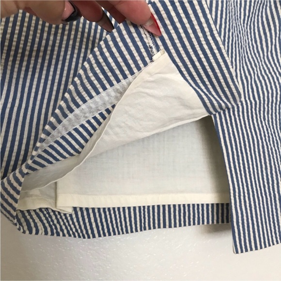 J.Crew 6 the pencil Skirt blue off white skirt - Picture 4 of 16